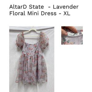 Altar’d State - Lavender Floral Mini Dress - XL